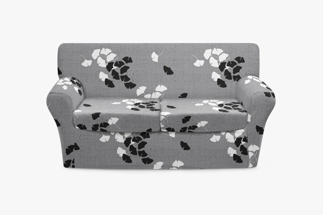 Gray Big Leaf Sofa Slip Cover