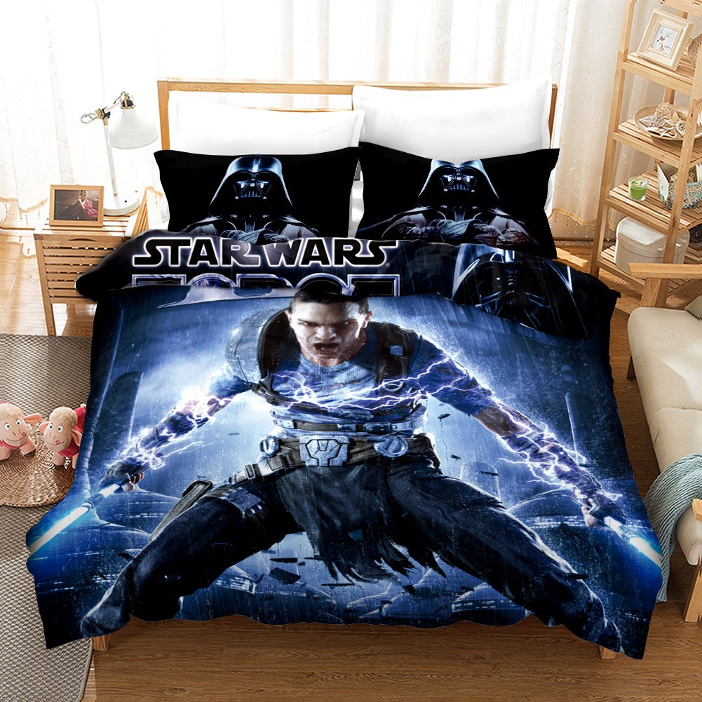 4 Pieces Kids Duvet Cover Set-Star War blue