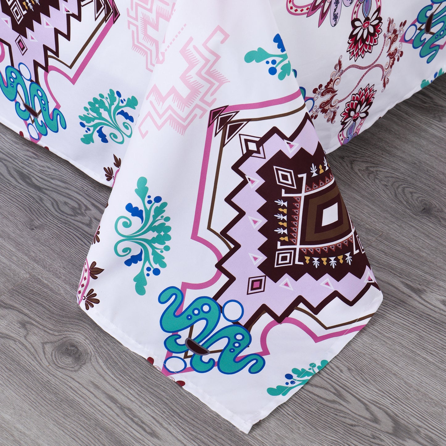 6 Piece Bed Sheet set-White Geometrical