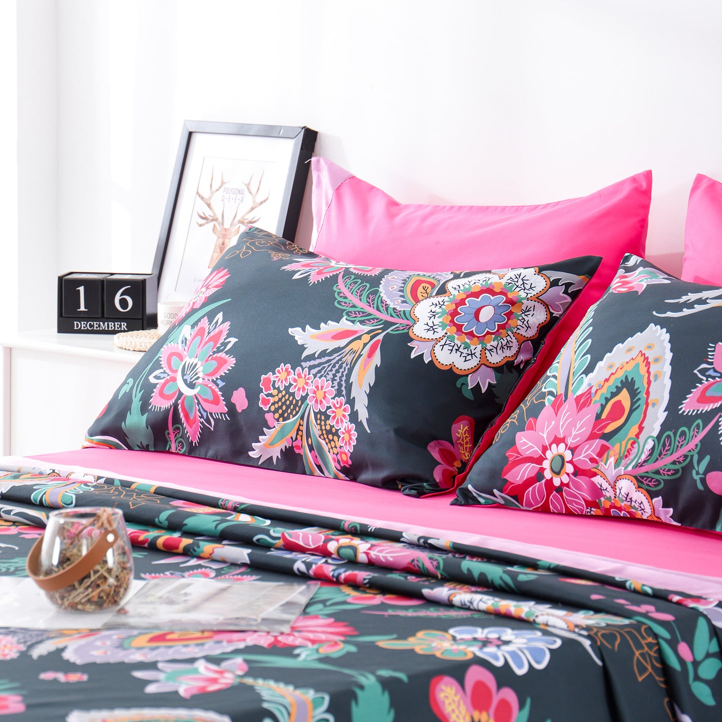 6 Piece Bed Sheet set-Pink floral