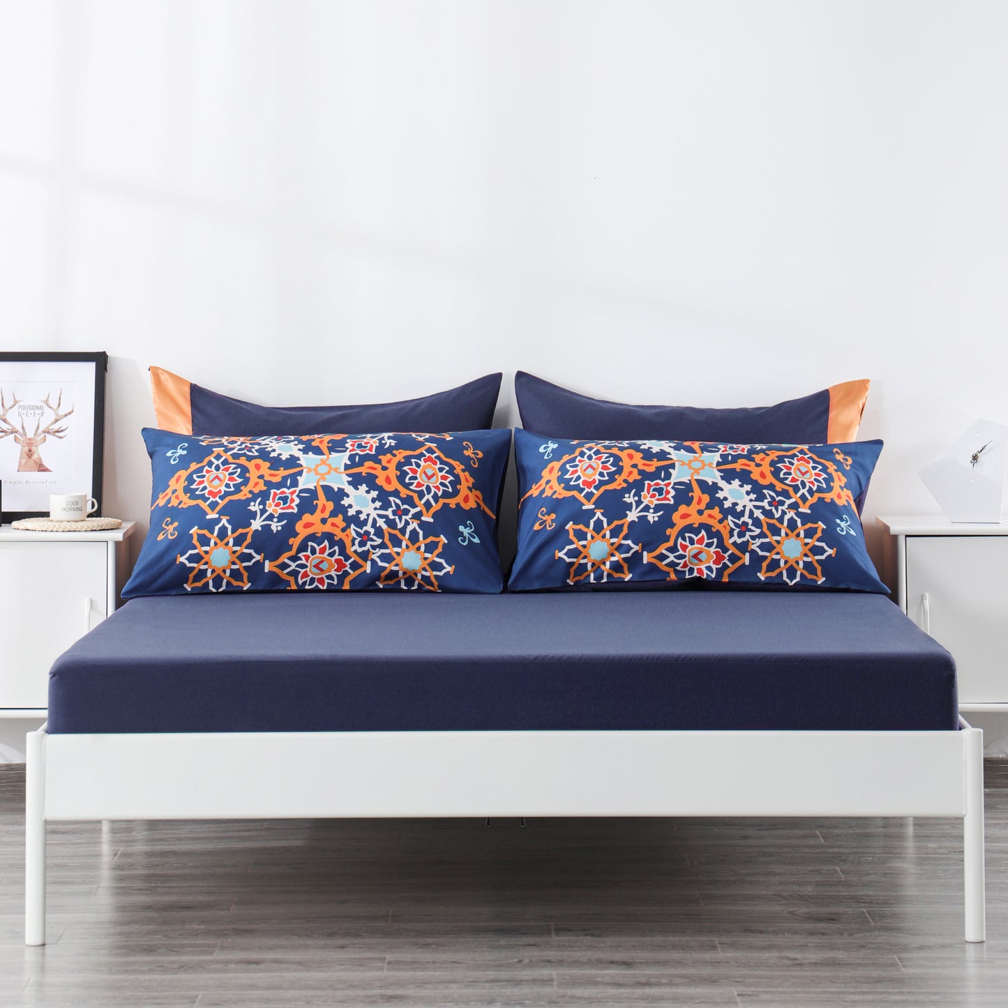 6  Piece Bed Sheet set.-orange and blue