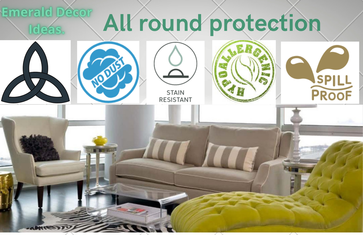 Square Print Sofa Slip Cover