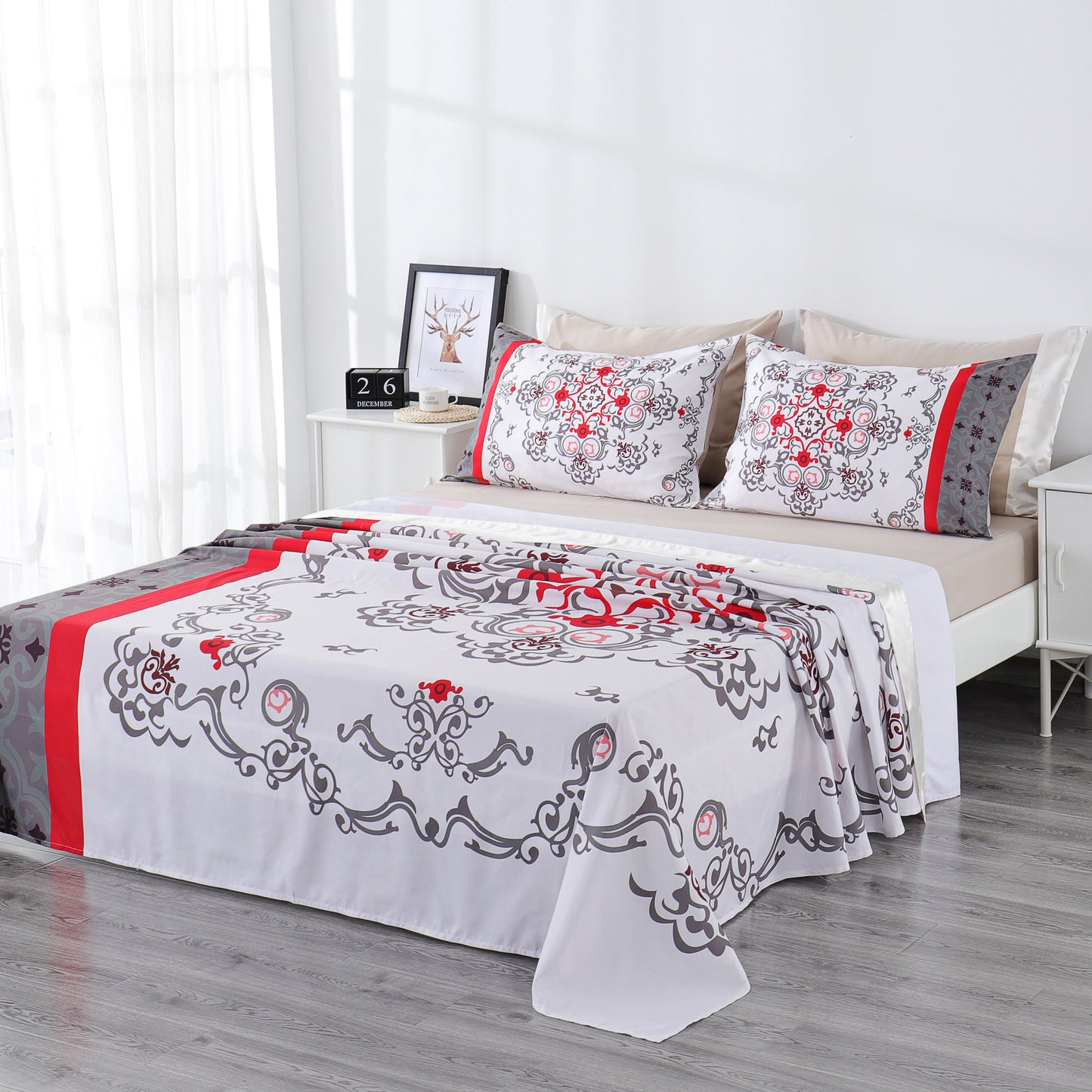 6 Piece Bed Sheet set-Snow White