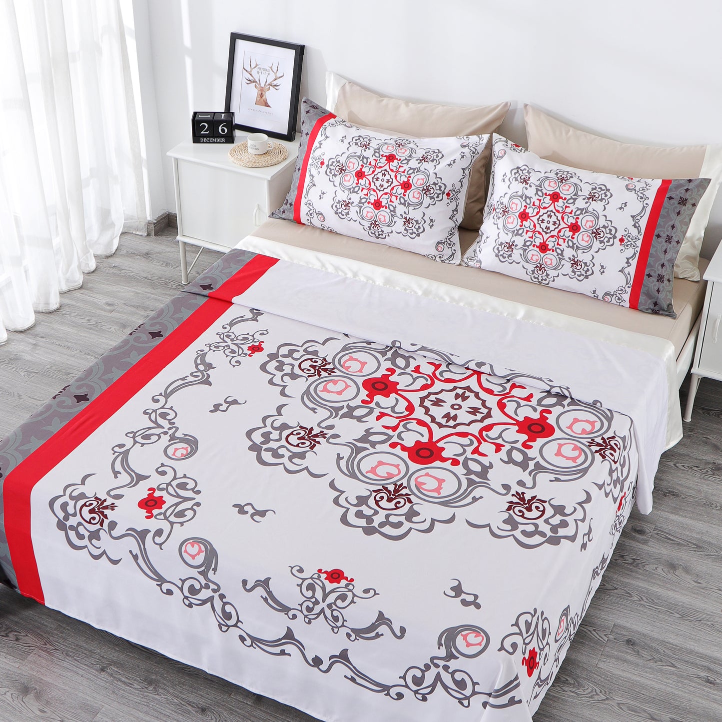 6 Piece Bed Sheet set-Snow White