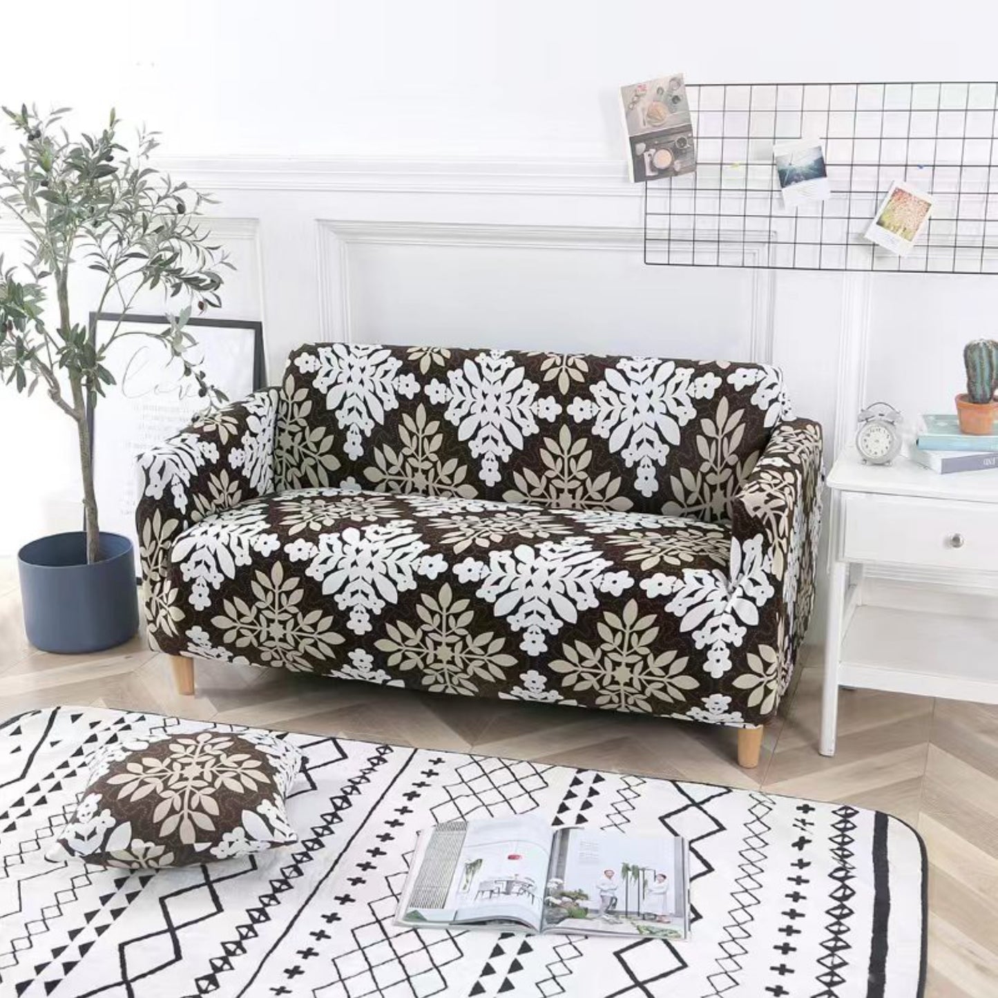Leaf Print Sofa Slip Cover