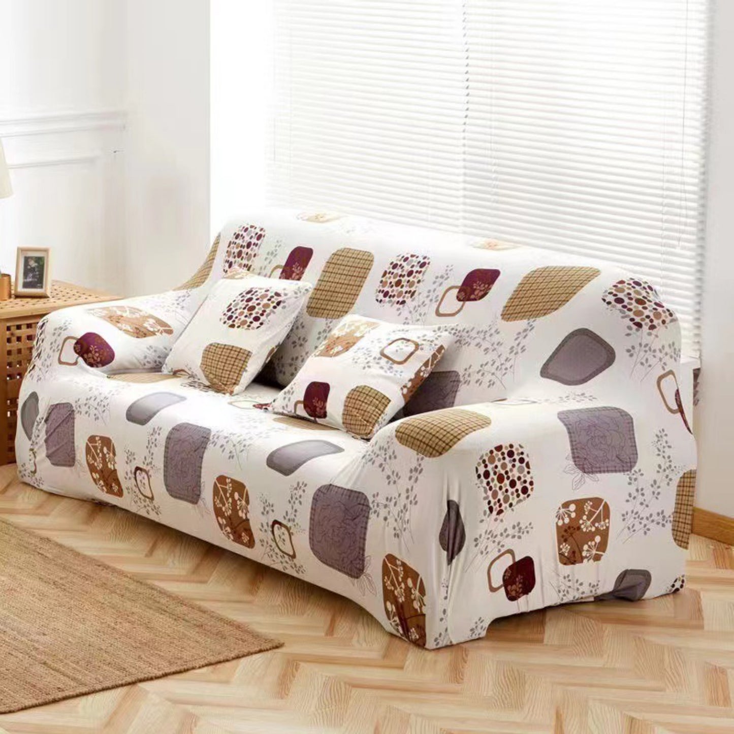 Square Print Sofa Slip Cover