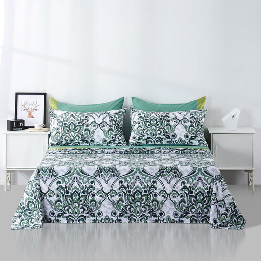 6 Piece Bed Sheet set-green Pattern.